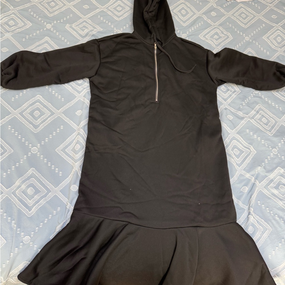 SHEIN Black Midi Dress with Hood